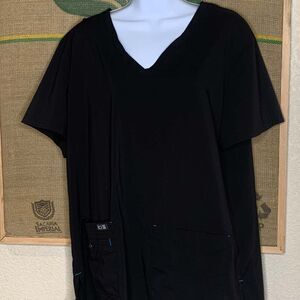koi Basics Women's Kade V-Neck Scrub Top Black Size XL
